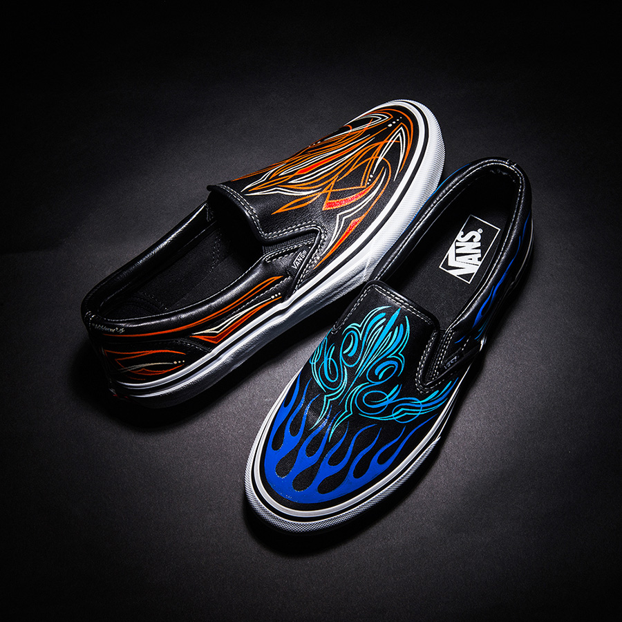 pinstripe vans slip ons