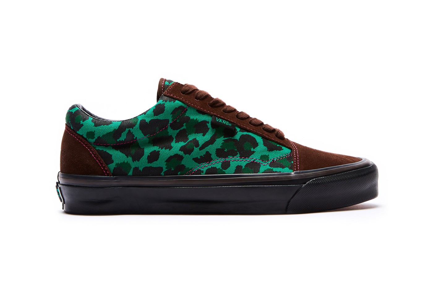 black vans leopard print stripe